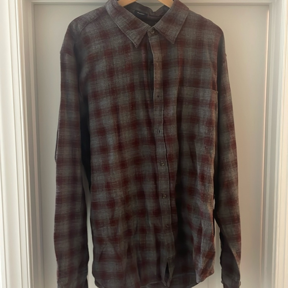 JCrew XXL GRAY AND MAROON flannel long sleeved shirt